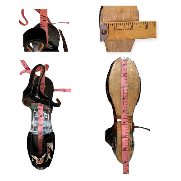Vintage Filipino Hand Painted Wooden Wedge Sandals – 1940s bakya-inspired sandal - Picture 13 of 14